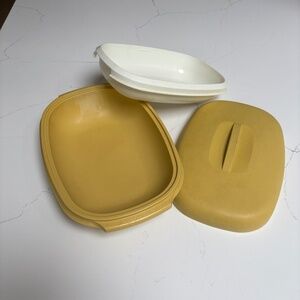 Vintage harvest gold Tupperware steamer #1273  #1274 #1275